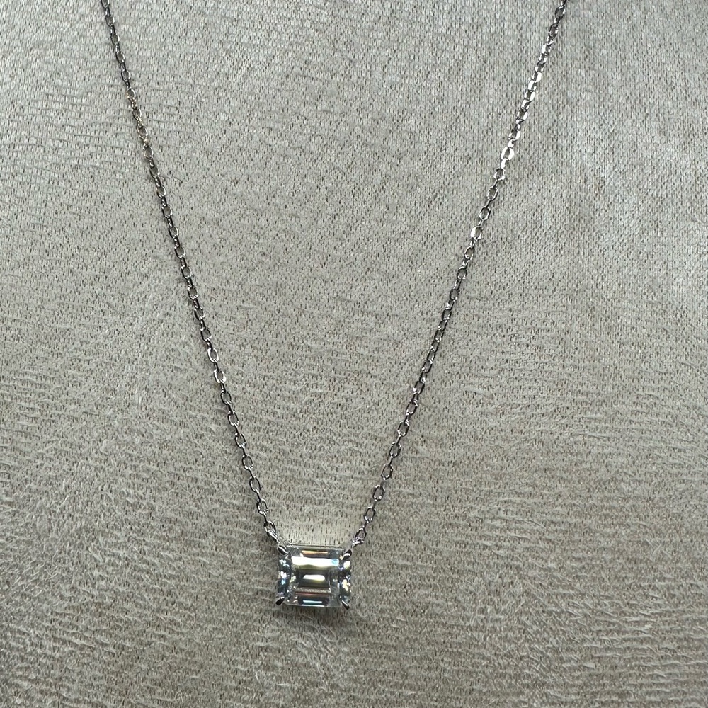 Emerald cut 925 Sterling Silver Necklace